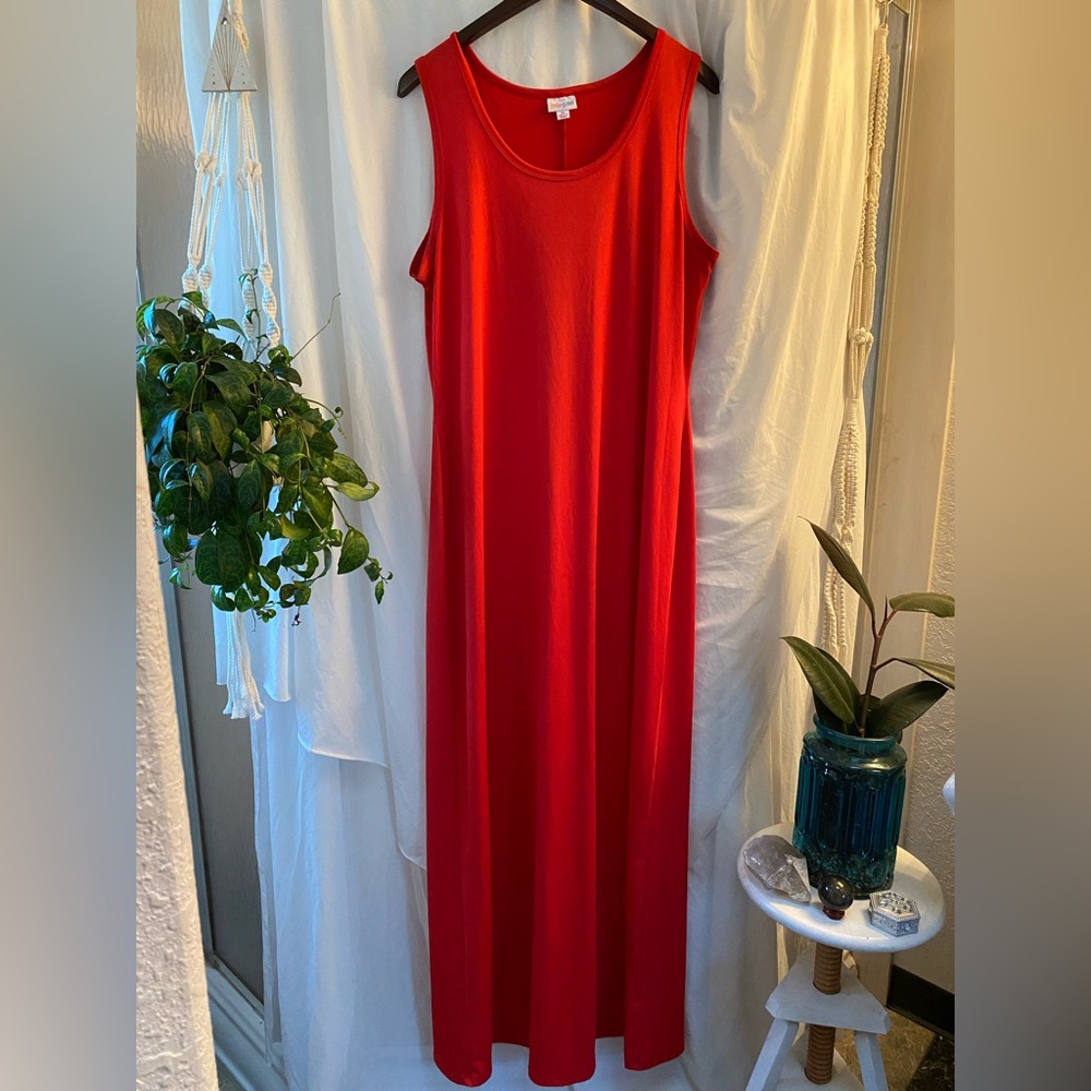 Sexy red slinky maxi dress